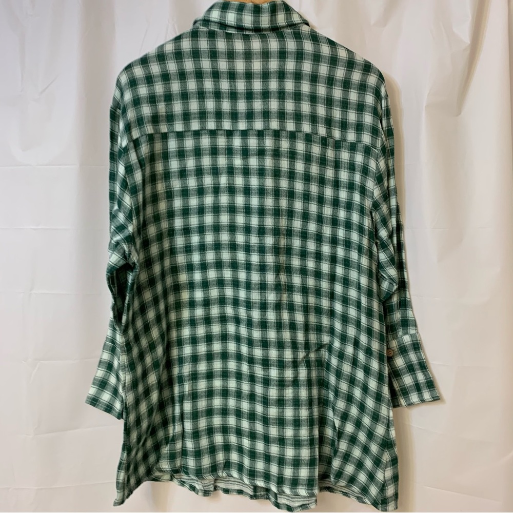 Lovely + Blush Green 100% Cotton Plaid Top Small - Picture 8 of 9
